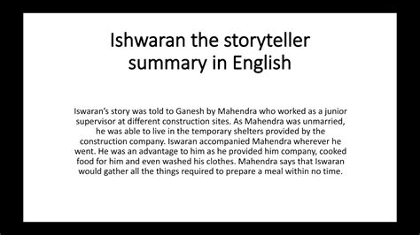 iswaran the storyteller summary